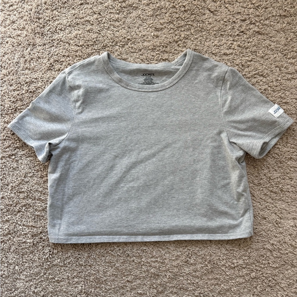 Jockey Gray Crop T-Shirt NWOT